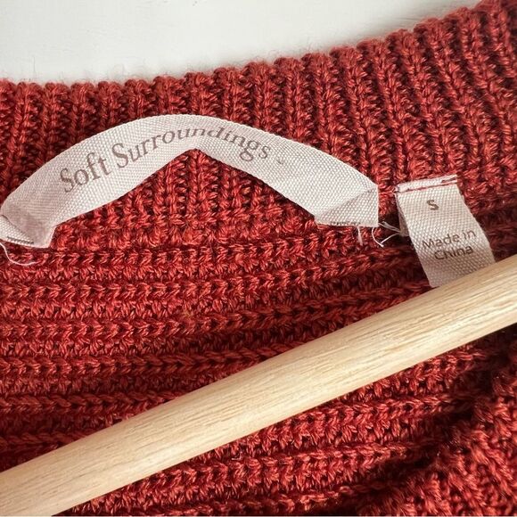 Soft Surroundings Sweater Knit Car Coat Longline Cardigan Open Front Rust Small - Picture 5 of 9